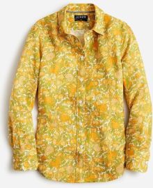 JCrew Slim-fit Linen Shirt In Limone Print For Women at J. Crew