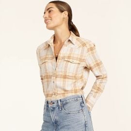 JCrew Slim-fit Western Shirt In Golden Hour Tartan Flannel For Women at J. Crew