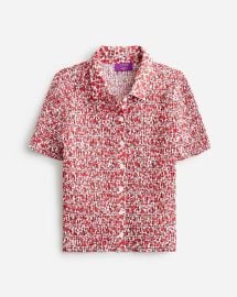 JCrew Smocked Button-up Shirt In Liberty Elizax27s Red Fabric For Women at J. Crew