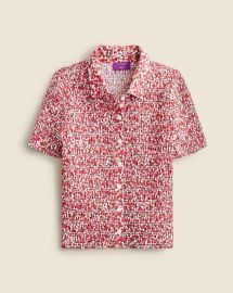 JCrew Smocked Button-up Shirt In Liberty Elizax27s Red Fabric For Women at J. Crew