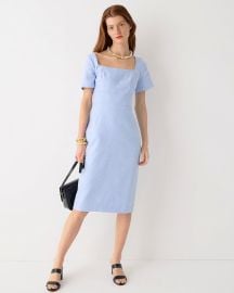 JCrew Squareneck Sheath Dress In Stretch Linen Blend For Women at J. Crew