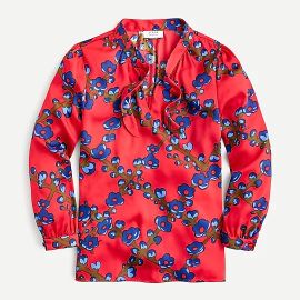 JCrew Tie-neck Top In Lattice Floral For Women at J. Crew