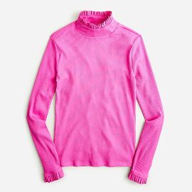 JCrew Vintage Rib Ruffle Mockneck T-shirt For Women at J. Crew