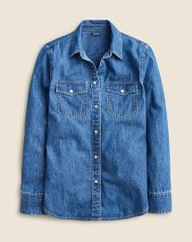 JCrew Wren Slim Western Chambray Shirt In Villere Wash For Women at J. Crew