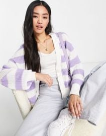 JDY cardigan in lilac stripe at ASOS