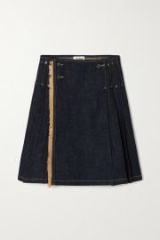 JEAN PAUL GAULTIER Frayed pleated denim wrap skirt NET-A-PORTER at Net a Porter