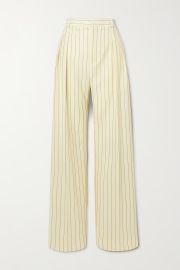 JEAN PAUL GAULTIER Pleated lace-up striped twill wide-leg pants NET-A-PORTER at Net a Porter