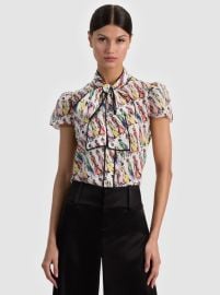 JEANNIE STACEFACE SILK BLOUSE at Alice + Olivia