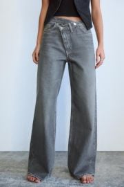 JEANS TRF WIDE LEG CINTURA CRUZADA TIRO MEDIO at Zara