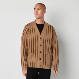 JF JFerrar X Jason Bolden Mens V Neck Long Sleeve Striped Cardigan Color Brown Black - JCPenney at JC Penney