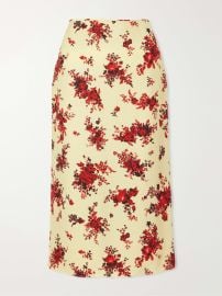 JIL SANDER Floral-print satin midi skirt at Net a Porter