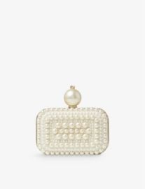 JIMMY CHOO - Micro Cloud pearl and crystal-embellished suede clutch bag com at Selfridges