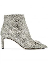 JIMMY CHOO SILVER HANOVER 65 GLITTER BOOTS - METALLIC at Farfetch