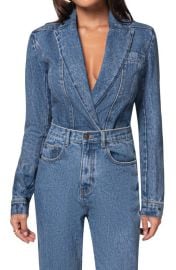 JLUXLABEL Dominica Denim Blazer Bodysuit at Nordstrom