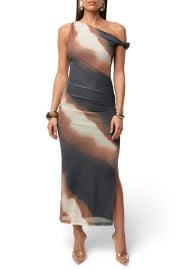 JLUXLABEL Karrah Abstract Print One-Shoulder Mesh Dress at Nordstrom