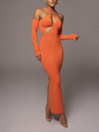 JLux Label Orange Soledad Cross Maxi Dress at Jlux Label