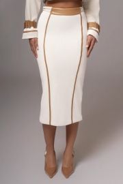 JLuxLabel Jocelyn Contrast Skirt in Ivory at JLuxLabel
