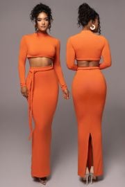 JLuxLabel Orange City Love Two Piece Skirt Set at JLuxLabel