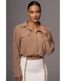 JLuxLabel Stella Button Up Shirt in Tan at Macys