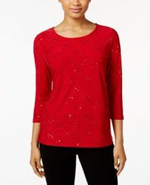 JM Collection Sequined Jacquard Top  Created for Macy s   Reviews - Tops - Women - Macy s at Macys