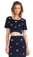 JOA Embellished Crop Top in Navy  REVOLVE at Revolve