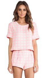 JOA Pink Checked Top in Neon Pink  REVOLVE at Revolve