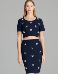 JOA Top - Short Sleeve Crop with Jewels at Bloomingdales