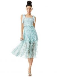 JOCELYN FLORAL TIE SHOULDER MIDI DRESS at Alice + Olivia