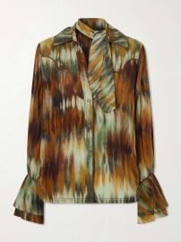 JOHANNA ORTIZ Cabalgando scarf-detailed silk crepe de chine shirt NET-A-PORTER at Net a Porter