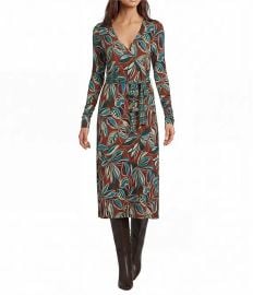 JOHNNY WAS Janine Favorite Botanical Floral Print Deep V-Neck Long Sleeve Ruched Wrap Dress Dillardx27s at Dillards