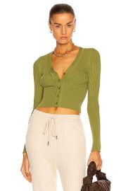 JONATHAN SIMKHAI Ailany Shrunken Cardigan in Basil  FWRD at Forward