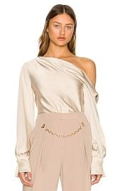 JONATHAN SIMKHAI Alice One Shoulder Top in Champagne at Revolve