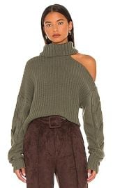 JONATHAN SIMKHAI Aubrey Cable Sweater in Hunter at Revolve