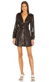 JONATHAN SIMKHAI Chandler Vegan Leather Trench Mini Dress in Chocolate at Revolve