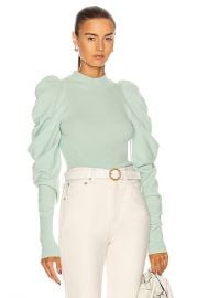 JONATHAN SIMKHAI Drea Drape Sleeve Sweater in Mint   FWRD at Forward