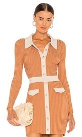 JONATHAN SIMKHAI Elsie Compact Cut Out Polo Cardigan in Camel Combo at Revolve