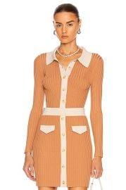 JONATHAN SIMKHAI Elsie Cut Out Polo Cardigan in Camel Combo  FWRD at Forward