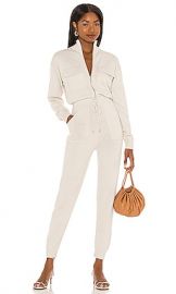 JONATHAN SIMKHAI Iman Knit Flight Suit in Egret at Revolve