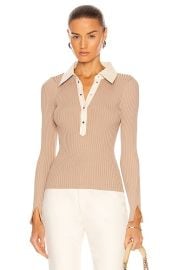 JONATHAN SIMKHAI Libby Polo Top in Tan  Papyrus  FWRD at Forward