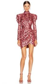 JONATHAN SIMKHAI Metallic Mockneck Wrap Dress in Sienna Combo   FWRD at Forward