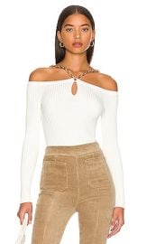 JONATHAN SIMKHAI Quinn Off Shoulder Top in White at Revolve