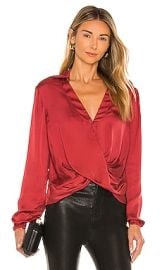 JONATHAN SIMKHAI STANDARD Jackie Blouse in Garnet at Revolve