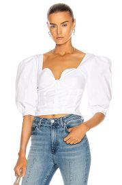 JONATHAN SIMKHAI STANDARD Thea Smocked Puff Sleeve Top in White  FWRD at Forward