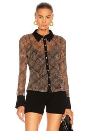 JONATHAN SIMKHAI STANDARD Tia Shimmer Button Down in Black Plaid  FWRD at Forward