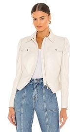 JONATHAN SIMKHAI STANDARD Wyatt Vegan Leather Jacket in Ecru at Revolve