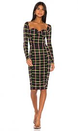 JONATHAN SIMKHAI x REVOLVE Ruched Midi Dress in Black Windowpane Mesh from Revolve com at Revolve