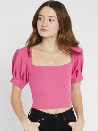 JOSLYN PUFF SLEEVE CROP TOP at Alice + Olivia