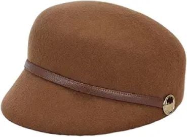 JSEIAJB Autumn and Winter Equestrian Hat Women's Shopping Leather Stripe Decoration Knight Hat Warm Felt Hat(E) at Amazon