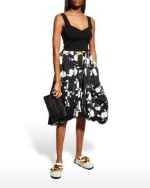 JW Anderson Floral-Printed Belted Balloon Skirt at Neiman Marcus