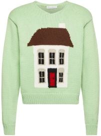 JW Anderson House-intarsia Sweater Green at Farfetch